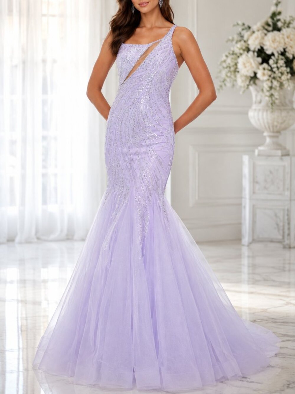 NWT Jasz Couture 7696 Lilac Beaded Mermaid Prom Gown Size 000